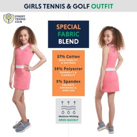 Street Tennis Club - Vestido de tenis y traje de golf, faldas atléticas con pantalones cortos integrados, ropa de golf activa y tenis para niñas, color rosa, talla L (9-10 años)
