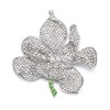 EVER FAITH Women's Austrian Crystal Orchid Flower Petal Brooch Iridescent Clear AB Silver-Tone