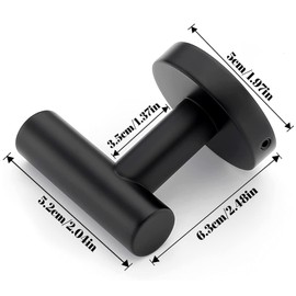 HTRTRR Towel Hooks, Set of 2 Bathroom Towel Hooks, Matt Black 304 Stainless Steel Wall Towel Hooks, Bathroom Towel Hooks with Screws