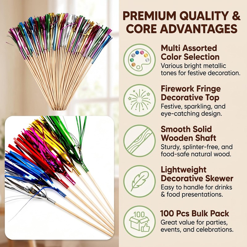 100 Pcs Firework Cupcake Toppers