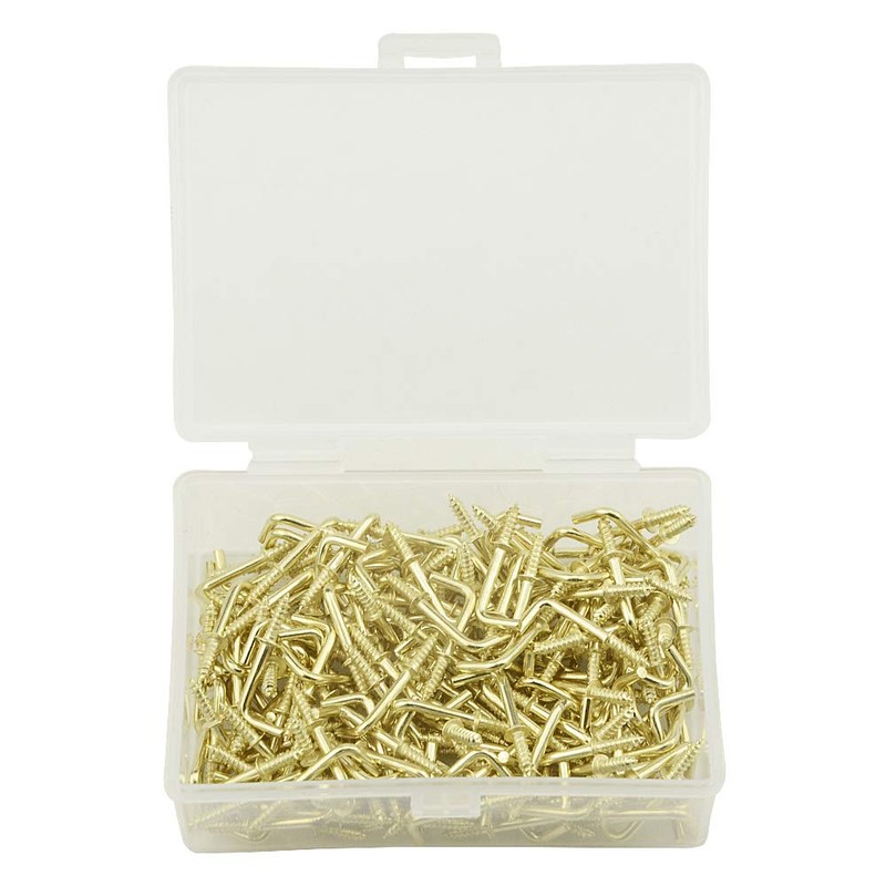TOVOT 100PCS Gold Color Copper Plated Right-Angle Hooks, 1" Length