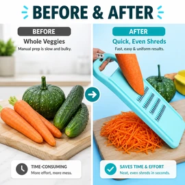 Stainless Steel Vegetable Grater & Slicer for Kitchen – Manual Carrot, Potato & Cabbage Cutter with Comfortable Non-Slip Handle for Home Cooking