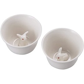 Guinomi Ochoko set of 2 Japanese Sake cup Mino yaki ware Cute Usagi Rabbit