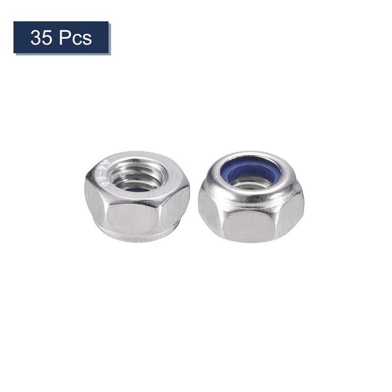 sourcing map 35Pcs M6 x 1 Nylon Insert Hex Lock