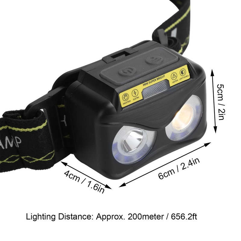 Brighter Headlight XPG+COB USB Human Induction Charging Outdoor Waterproof Hiking