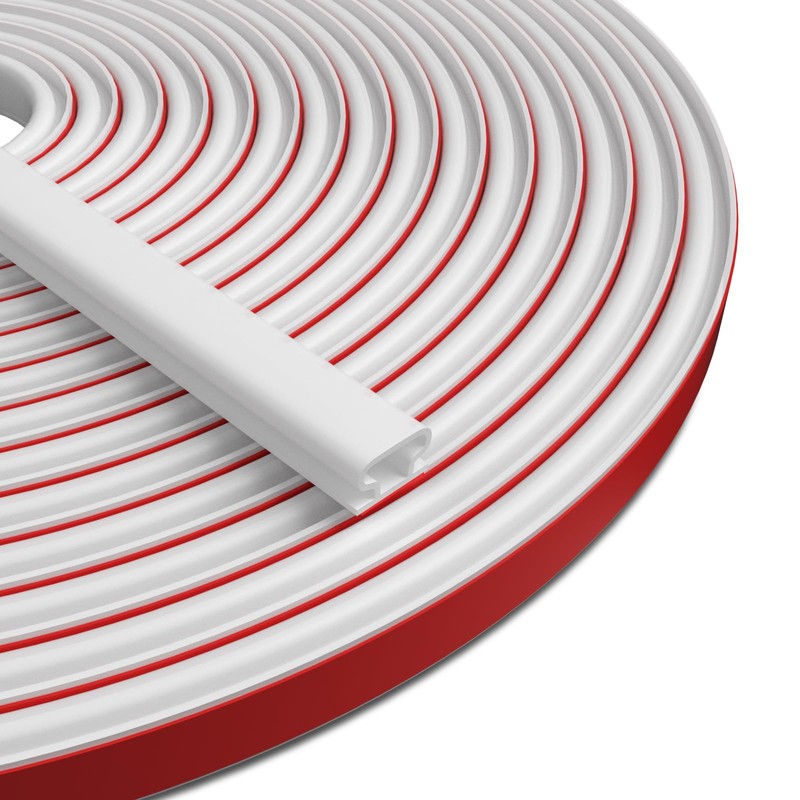 JSIWOTH White D-Shape Weather Stripping 20Ft Self-Adhesive Rubber Seal Strip