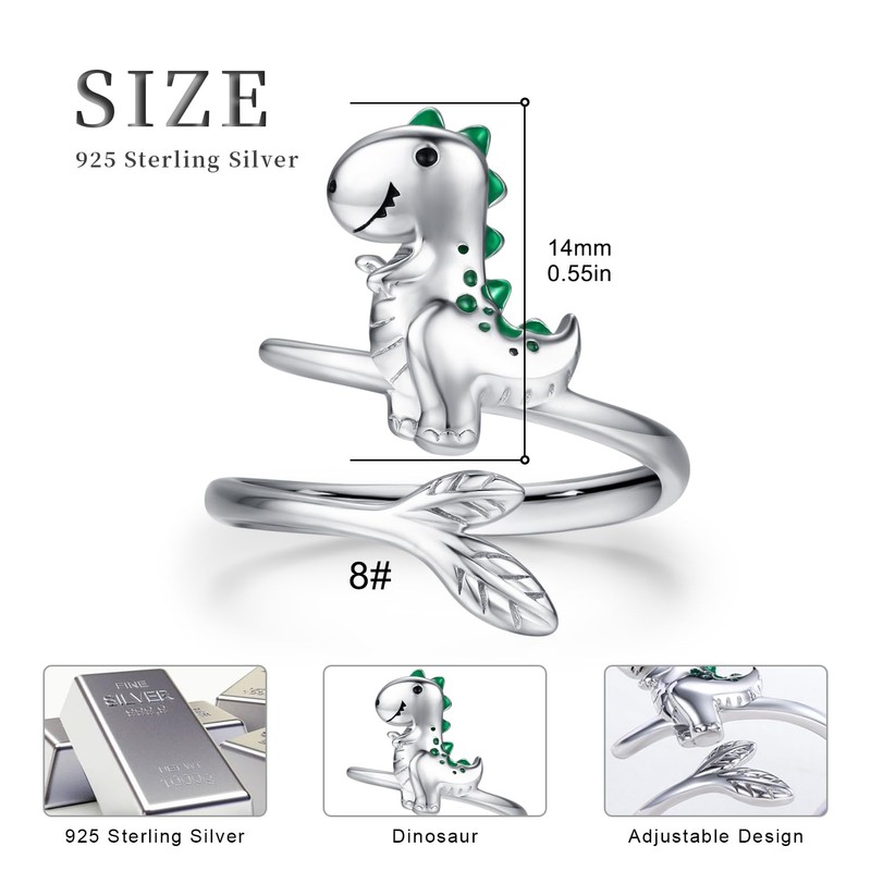 Freesloth Dinosaur Ring for Women 925 Sterling Silver Dinosaur Jewelry