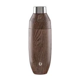 SNOWFOX Premium Vacuum Insulated Stainless Steel Cocktail Shaker, Home Bar Accessories, Elegant Drink Mixer, Leak, Proof Lid With Jigger & Built, In Strainer, Dark Walnut, 22oz.