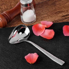 KEAWELL Louis Hammered 18/10 Stainless Steel Sauce Ladle With Pouring Spout, Great small sauce spoon for gravies and dressings, 7.4 Inch, Dishwasher Safe (1)