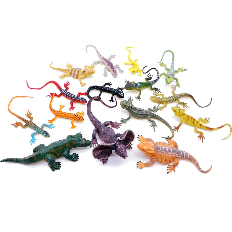 Guaishou Lizards Toys 15pcs Realistic Lizard Chameleon Reptile Figure Play