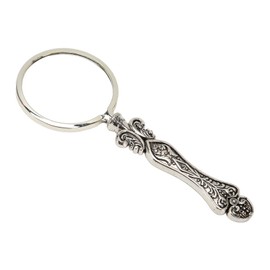 Handheld Magnifying Glass, Vintage Pattern Alloy Silver 3X Optical Lens Portable Retro Magnifier for Crafts