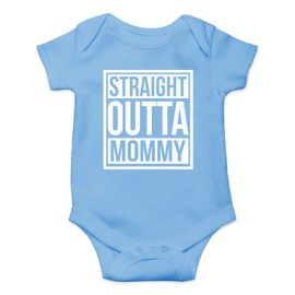 Straight Outta Mommy – Divertido y Lindo Chiste novedoso Regalo para bebé Creeper, Overol de una Pieza para bebé, Azul Claro, 6 Meses