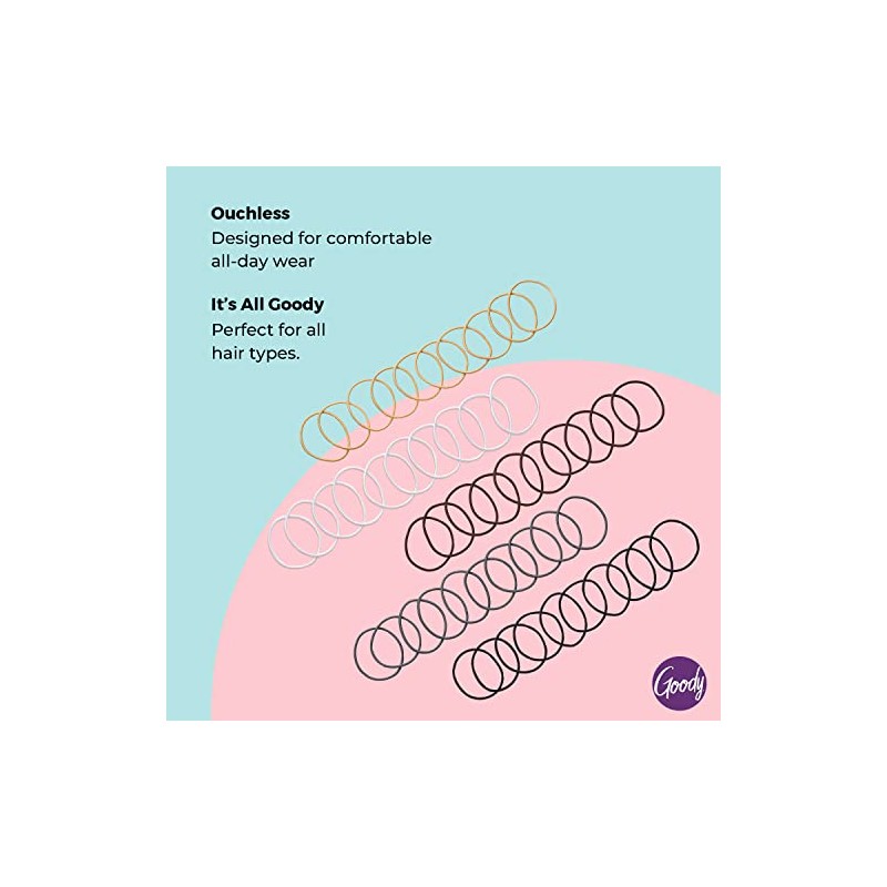 Goody Ouchless Braided Elastics, Value Pack, 2 mm, 50 Count