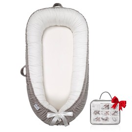 Baby Lounger | Organic Cotton Infant Lounger | Reversible, Adjustable & Portable Floor Lounger | Soft, Breathable, Washable Cover