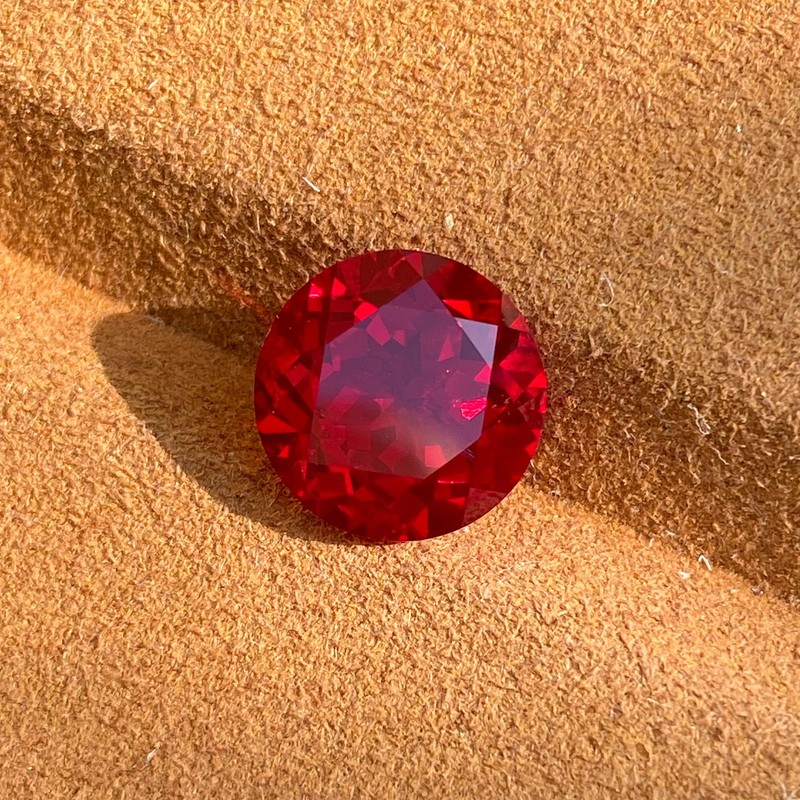Round Created Ruby Loose Gemstone, Lab-Grown Corundum, Perfect for Jewelry