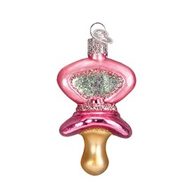 Old World Christmas Ornaments Pink Pacifier Glass Blown Ornaments for Christmas Tree