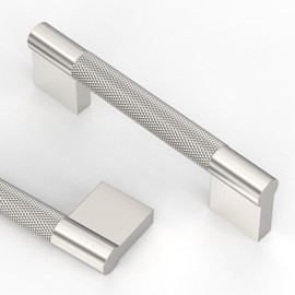 Asidrama 10 Pack 3 Inch(76mm) Brushed Satin Nickel Knurled Kitchen Cabinet Handles, Cabinet Pulls Kitchen Cabinet Hardware for Cupboard Drawer Pulls