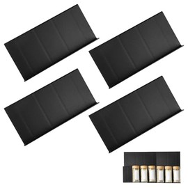 Pack of 4 Spice Insert Drawer, Spice Drawer Organiser | Spice Drawer, Drawer Insert Spices, Spice Organiser for Drawers, for Kitchen, Worktop, Cabinet, Black