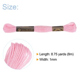 HARFINGTON 12 Skeins Embroidery Floss 8m Each Egyptian Long Fiber Cotton Cross Stitch Thread 26S/2x6 for Embroidery Projects Bracelet, Pink
