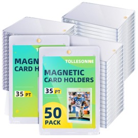 50 PCS Magnetic Card Holders One Card Holder Touch for Trading Cards, UV Protection Acrylic Card Protector Display Case for Basketball Baseball Sports Game Cards