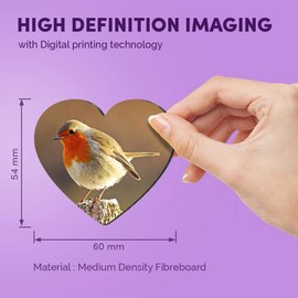1 x Heart MDF Magnets - Robin Redbreast Bird Animals Birds 8701
