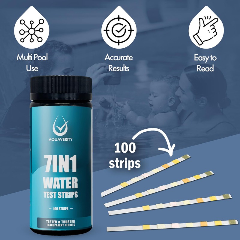 AQUAVERITY Hot Tub Test Strips, 100 Pool, Spa and Hot