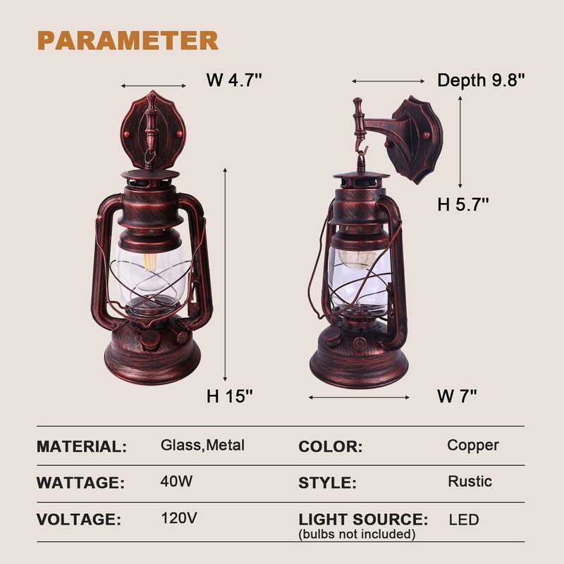 Outdoor Wall Lights, Rustic Wall Sconces, Porch Light with E26