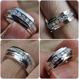 Heinlov Moissanite Mens Wedding Band 925 Sterling Silver Men's Engagement Rings Round Promise Bridal Eternity Ring Size 12