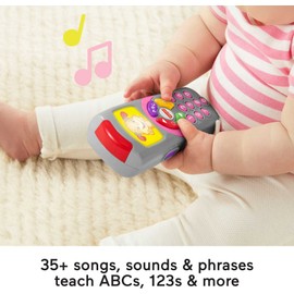 Fisher-Price Baby Learning Toy Laugh & Learn Sis’s Remote Pretend TV Control with Music & Lights for Developmental Play Infants Ages 6+ Months
