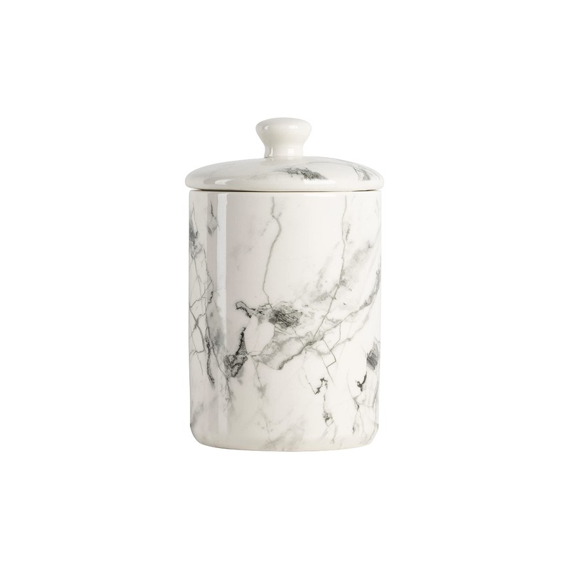 10 Strawberry Street Marble 3 Piece Canister Set, White/Black