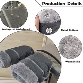 AUPOWER Handmuffs, Stroller Pram Hand Muff Waterproof and Windproof Anti-Freeze Fleece Lined Gloves Universal Hand Warmer for Buggy Pushchair Trailer Bicycle.Grey
