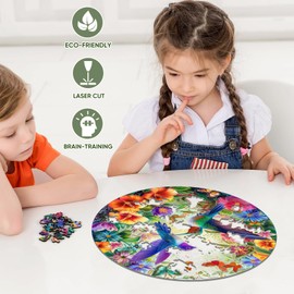 Ruikiyart Wooden Puzzles for Adults Colorful Hummingbird Jigsaw Puzzles 200Pcs Unique Shapes Pieces Adult Puzzles Fabulous Gift for Kids and Adults on Birthday,Thanksgiving,Christmas 11.2x11.2 Inches