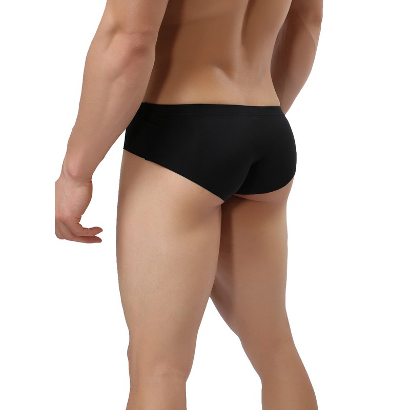 YATEEN Mens Traceless Underwear Ice Silk Briefs 4-pack Black Large