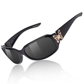 TJUTR Polarized Sunglasses for Women with Wrap Around Butterfly Design - Trendy Jackie O Style for UV400 Protection