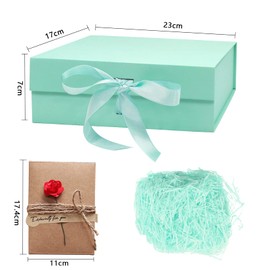 Idota Gift Box with Lid, Green Magnetic Gift Boxes with Ribbon, Greeting Cards, Filling Material, Gift Boxes for Wedding, Birthday, Christmas, Anniversary (S)