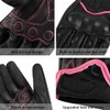 Harssidanzar Womens Full Finger Goatskin Leather Touchscreen Motorcycle Gloves GL016,PINKBlack,Size