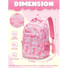 BLUEFAIRY Kids Backpacks for Girls Elementary Primary Middle School Bookbag 17 Inch for Girls Backpacks Ages 6-8 School Bag Mochilas Escolares Para Niñas Graffiti Pink