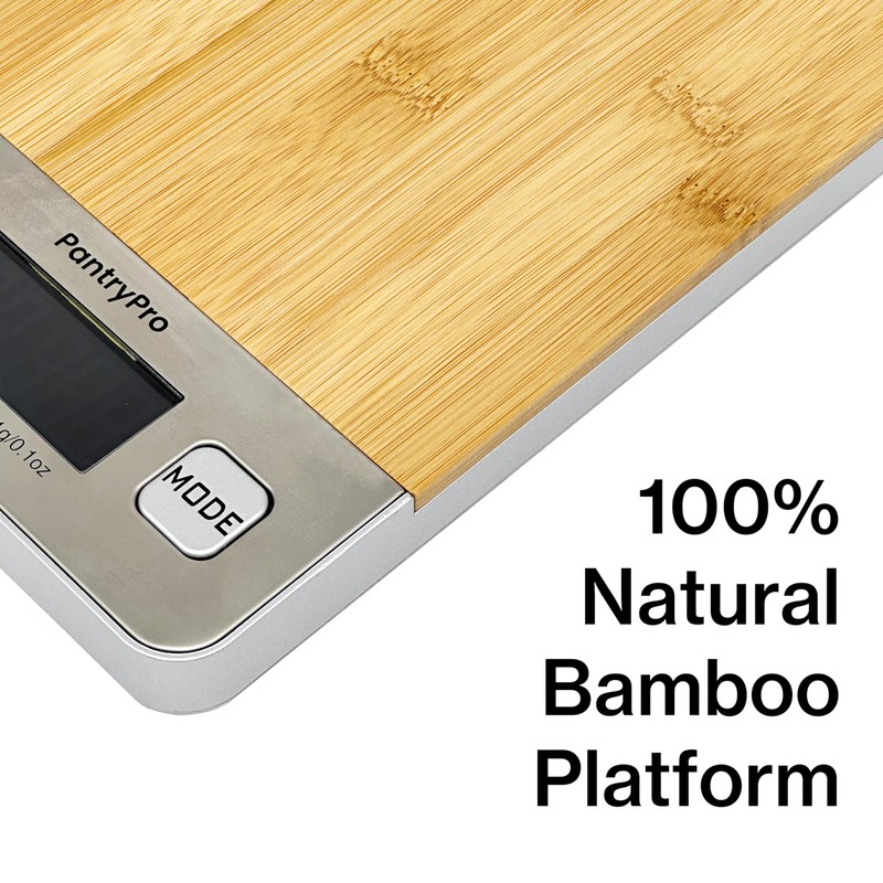 PantryPro Bamboo Platform Digital Kitchen Scale - 11 pounds Capacity