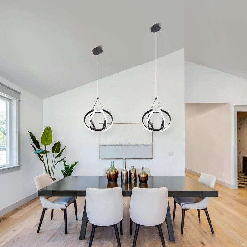 CANEOE Modern Led Pendant Light Fixtures, 5500K Black Pendant Lighting
