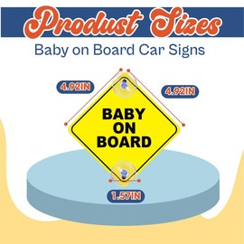 Baby Car Mirror for Rear-Facing Seat – Large Shatterproof Back Seat Mirror for Infant Safety – 360° Adjustable with Secure Straps – Bonus "Baby on Board" Sign – Wide View for Easy Monitoring