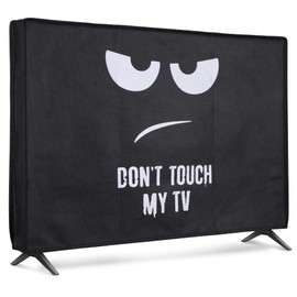 kwmobile 24 Inch TV Case - Indoor TV Screen Protector Cover - TV Screen Dust Cover - Don't Touch My TV White Black