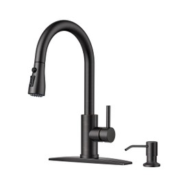 FORIOUS Kitchen Faucets with Soap Dispenser, Kitchen Faucets with Pull Down Sprayer, Commercial Stainless Steel Kitchen Sink Faucet, High Arc Single Hole Faucets for Kitchen Sink RV, Oil Rubbed Bronze