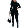 Azhong Women's Sexy Long Sleeve Turtleneck Jumpsuits Bodycon Back Zipper