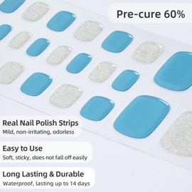 Semi Cured Gel Pedicure Strips,26 PCS Gel Nail Strips Works with Any UV Light, Salon Quality Gel Nail Stickers，Easy to Apply & Remove