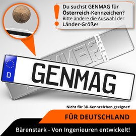 GENMAG® Frameless License Plate Holder [Legal & Universal] Number Plate Holder Car Frameless Number Plate Holder for Cars License Plate Holder Frameless Number Plate Holder for 2 Number Plate