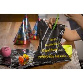 Lifetime Inc Party Favor Goodie Bags Theme Birthday Supplies Plastic with Handle (Galaxy)