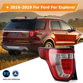 LBRST Tail light Assembly For Ford For Explorer 2016-2019 Black Housing Red Lens Driver Side Headlamp