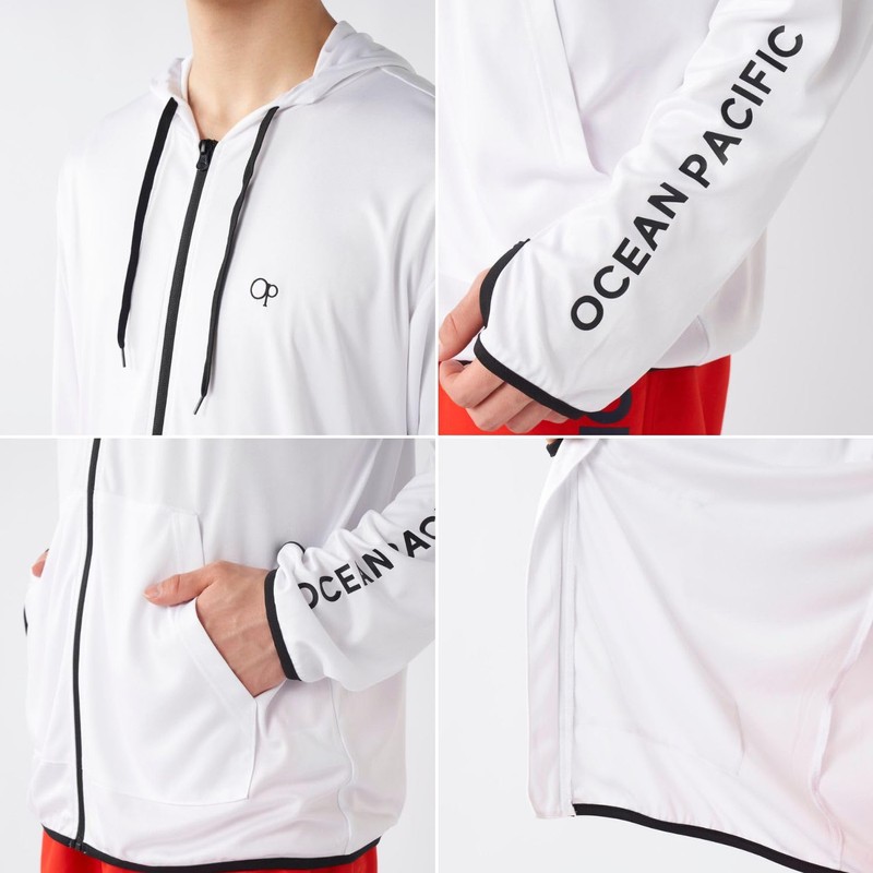 Ocean Pacific 515460 Men's Rash Guard UV Protection Hoodie, Plain,