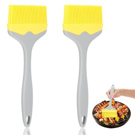 MBAIYO 2 Stück Extra Großer Silikon Backpinsel,10cm Extra Breiter Backpinsel Hitzebeständiger Grillpinsel zum Kochen Backen Grillen BBQ Kochpinsel Küchenpinsel zum Saucen Butter Öl Marinaden (gelb)
