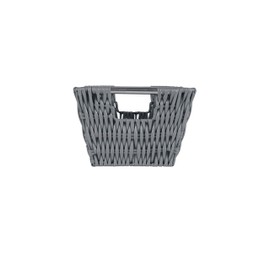 Simplify Small Shelf Rattan Storage Basket | 11.5"x 6.5"x 4.5" | Iron Wire Construction | Carry Handles | Ideal for Home | Dorm | Office | Home Organization | Charcoal